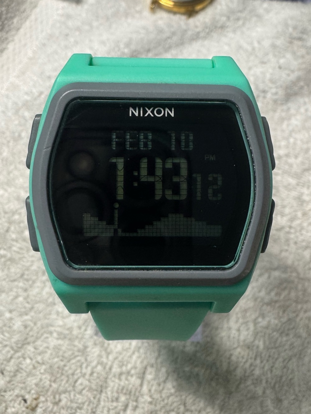 Nixon Digital Surf Watch — Teal and Gray